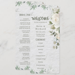 Carte de Programme de Mariage Botanique Pastel Rom