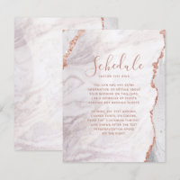 Carte de Programme de Mariage en Agate Or Rose et 