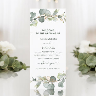 Carte de programme de mariage Eucalyptus Greenery 