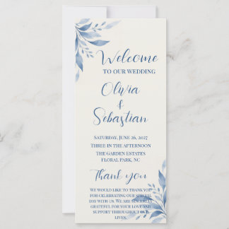 Carte de programme de mariage floral aquarelle ble