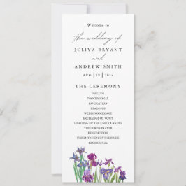 Carte de programme de mariage floral Iris aquarell