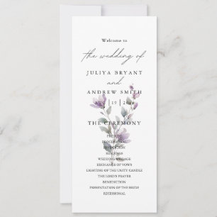 Carte de programme de mariage floral style propre