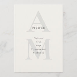 Carte de Programme de Mariage Minimal Éditorial In