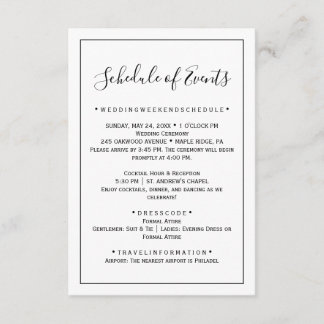 Carte de Programme de Mariage Minimaliste