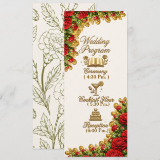 Carte de programme de mariage Ohio Red Carnation
