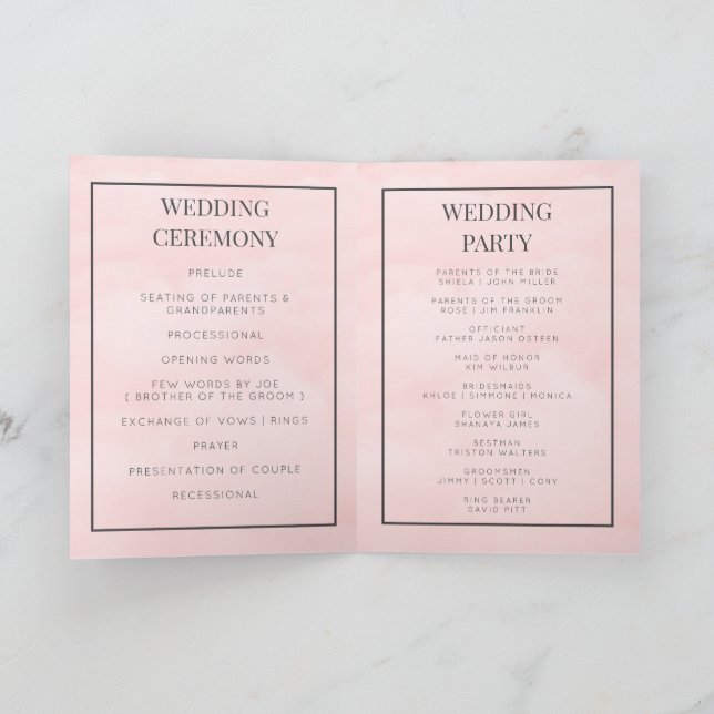 Carte de programme de mariage pliable avec monogra (Intérieur)