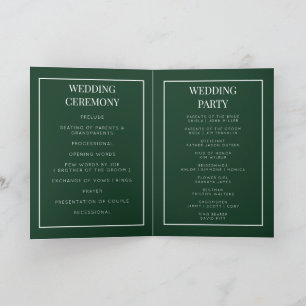 Carte de programme de mariage pliable Emerald