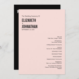 Carte de programme de mariage pour typographie sim