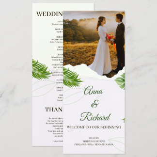 Carte de Programme de Mariage Tropical Romantique