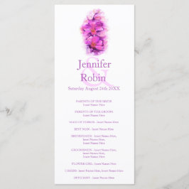 Carte de programme de mariage violet rose orchidée