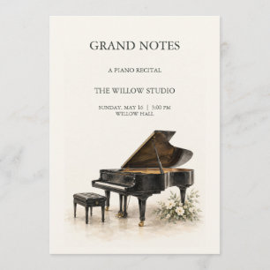 Carte de programme de récital de piano modifiable 