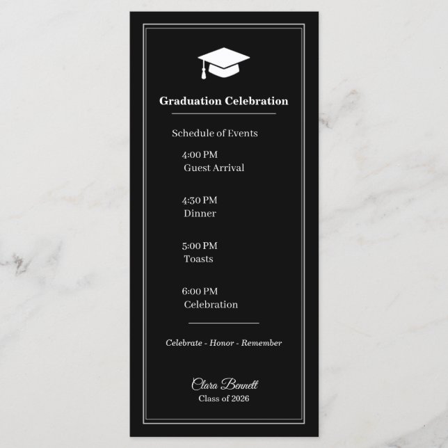 Carte de programme de remise des diplômes moderne  (Devant)