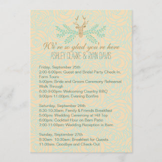 Carte de programme de week-end de mariage en bois 