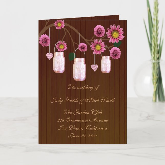 Carte de Programme en Jars Mason Rose Rustique de  (Devant)