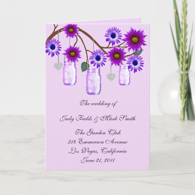 Carte de Programme Fleurs Violettes pour Pots Maso (Devant)