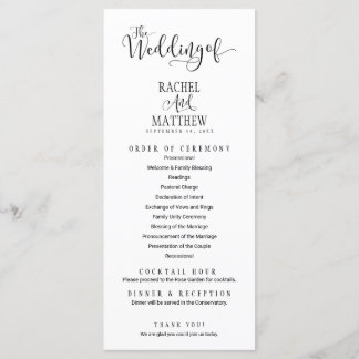Carte de programme mariage simple et moderne