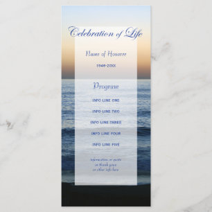 Carte de programme Ocean Blue Celebration of Life