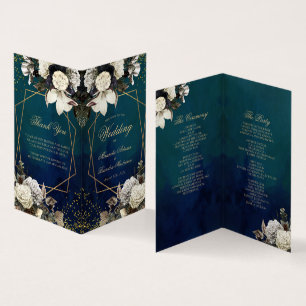Carte de programme pliée pour Mariage de traitemen