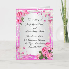 Carte de programme Roses roses et perles