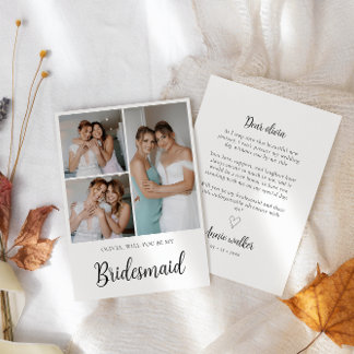 Carte de proposition Bridesmaid Photo Strip 3 phot
