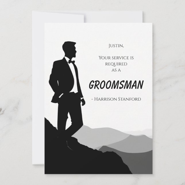 Carte de proposition classique pour Groomsman noir (Devant)