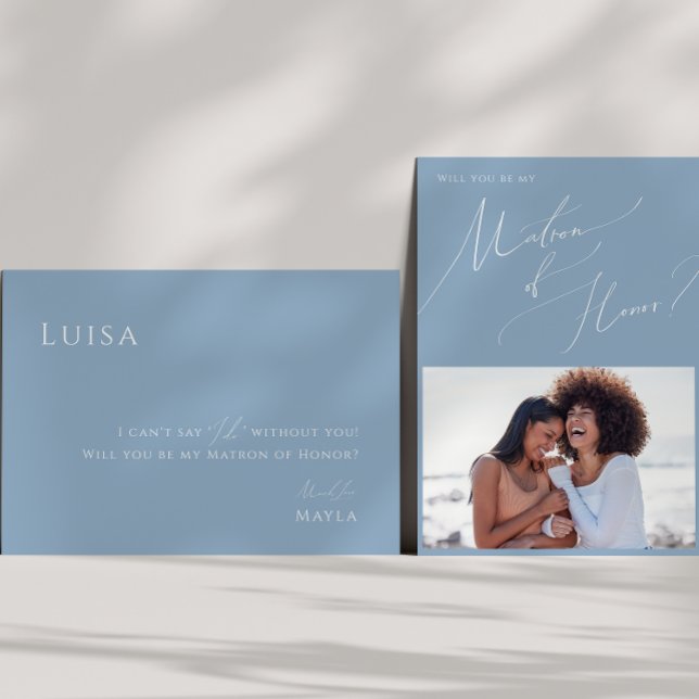 Carte de proposition de carte photo en bleu Dusty (Créateur téléchargé)