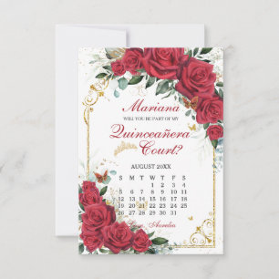 Carte de Proposition de Cour de Quinceanera Floral