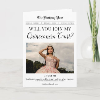 Carte de Proposition de Cour de Quinceañera Journa