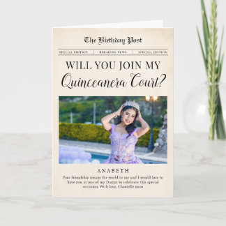 Carte de Proposition de Cour de Quinceañera Journa