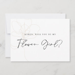 Carte de proposition de fille Rose illustrée