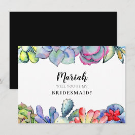 Carte de proposition de la Bridesmaid de cactus su