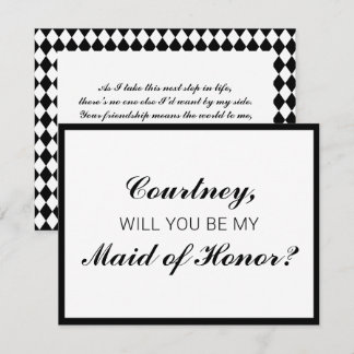 Carte de proposition de la femme d'honneur À damie