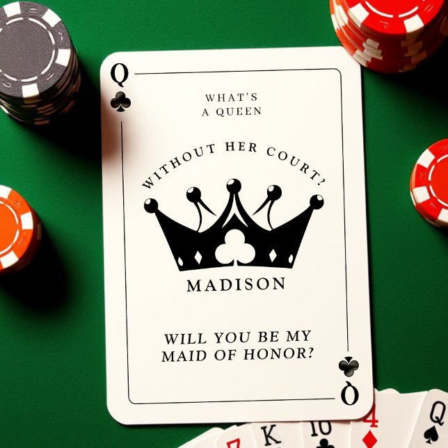 Carte de proposition de la reine des clubs de poke (Queen of Clubs Poker Bridesmaid Proposal Card
)