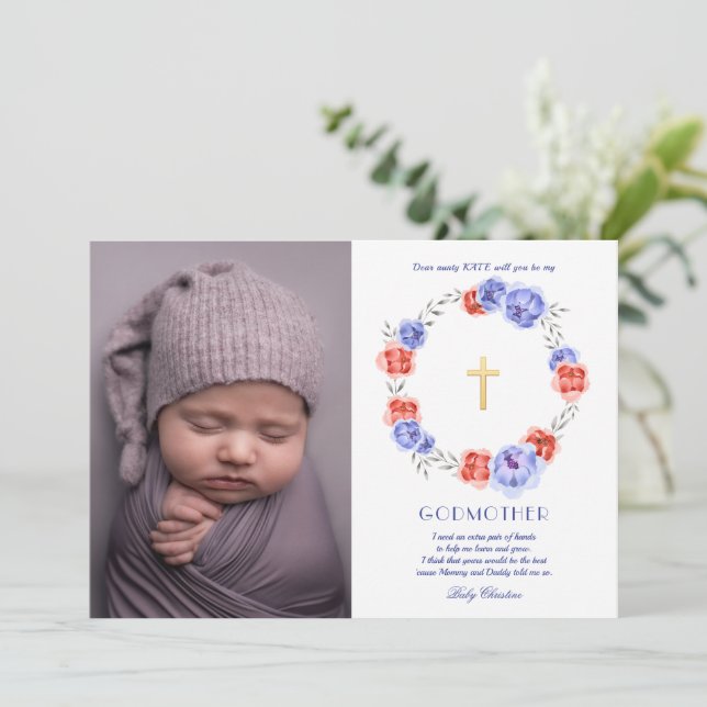 Carte de Proposition de Marraine avec Photo et Cou (Debout devant)