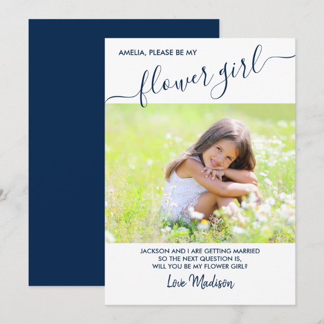 Carte de Proposition de Photo Fleuriste Bleu et Bl (Devant / Derrière)