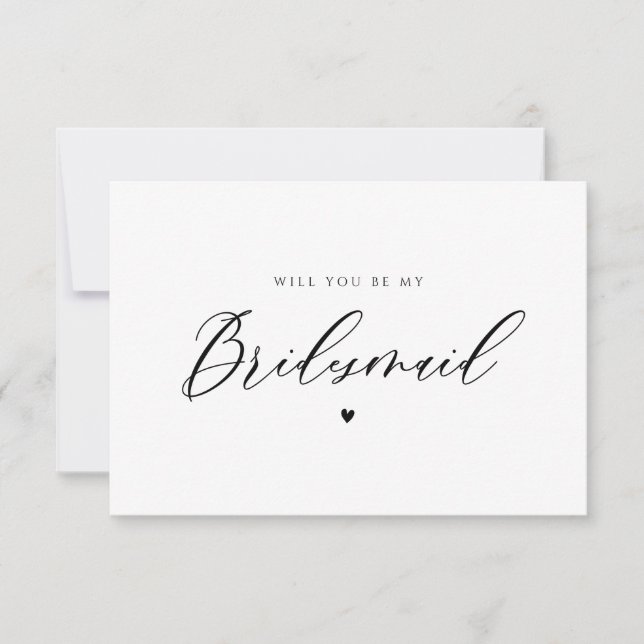 carte de proposition de script moderne bridesmaid (Devant)