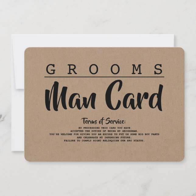 Carte de proposition de service pour Groomsman ou  (Devant)