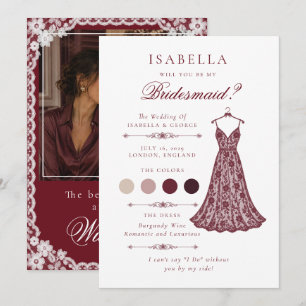 Carte de Proposition Demoiselle d'Honneur Broderie