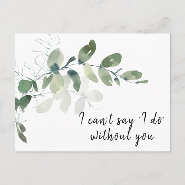 Carte de proposition Elegant Eucalyptus Bridesmaid (Devant)