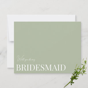 Carte de proposition Élégante Sage Green Bridesmai