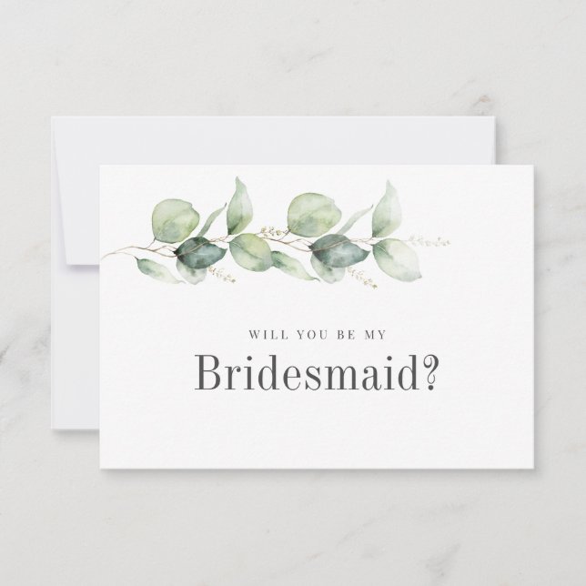 Carte de proposition Eucalyptus Be My Bridesmaid (Devant)