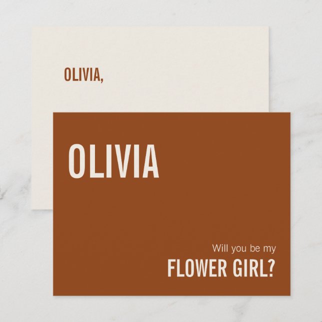 Carte de Proposition Fille aux Fleurs en Terre Cui (Devant / Derrière)