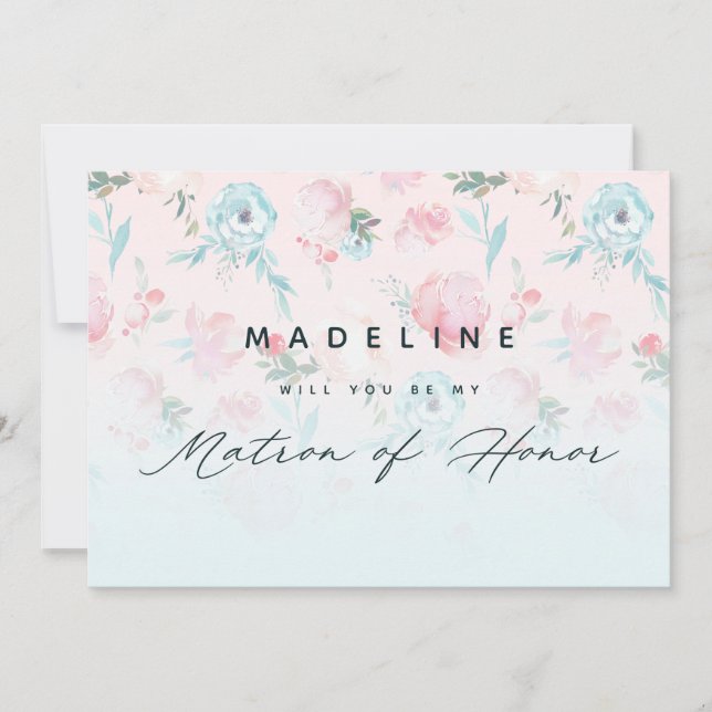 Carte de proposition Floral Matron of Honor (Devant)