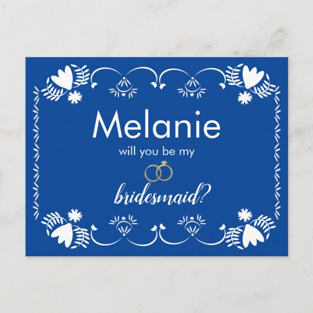 Carte de proposition Papado Picado Blue Bridesmaid (Devant)