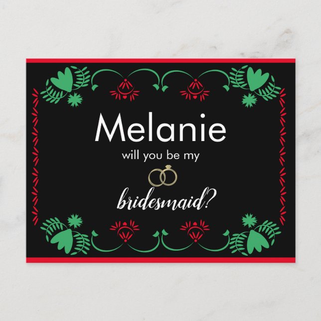 Carte de proposition Papado Picado Red Bridesmaid (Devant)