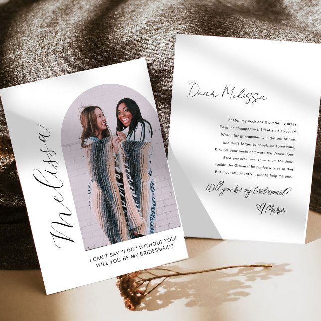 Carte de proposition photo Arch Bridesmaid moderne (Créateur téléchargé)