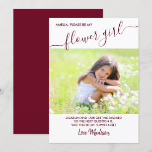 Carte de proposition photo Burgundy et White Flowe