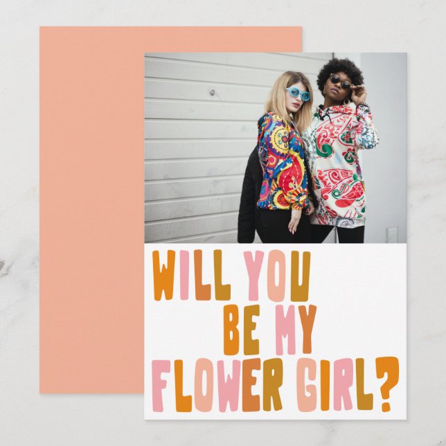 Carte de proposition photo super de fille aux fleu (Devant / Derrière)