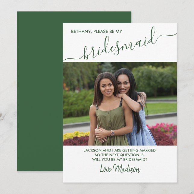 Carte de proposition photo verte et blanche de la  (Devant / Derrière)