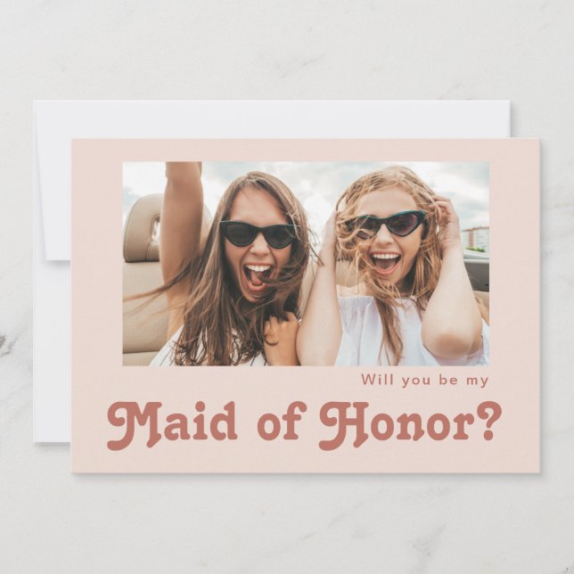 Carte de proposition Retro Blush Photo Maid of Hon (Devant)